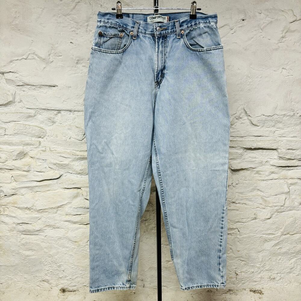 Levis 560 Vintage Jeans Mens 33x32 Light Wash Blue Denim Pants Y2K Distressed